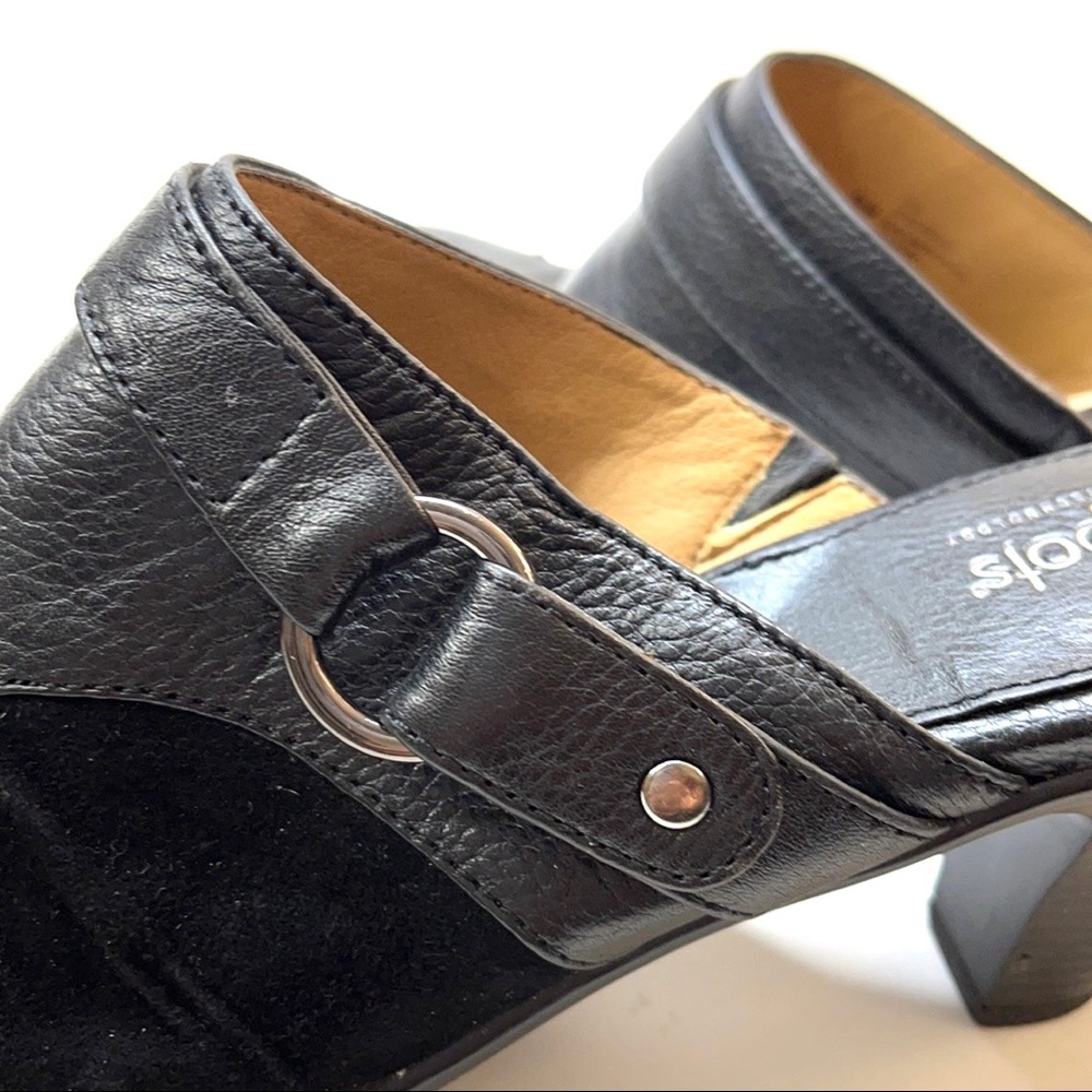 Softspots Comfort Shoes Black Mules With Faux Buckle
